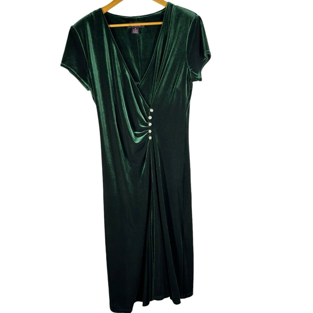 Signature By Robbie Bee Women's Dress Size 16 Green‎ Velvet Whimsical